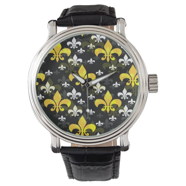 Montre Fleur De Lis Blanc Jaune (devant)