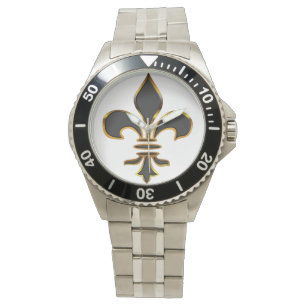 Montre Fleur de lis noir et or