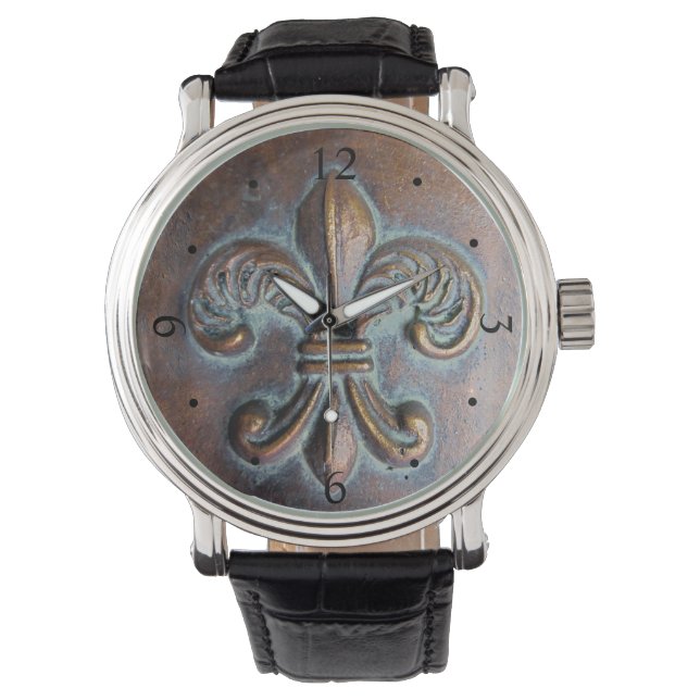 Montre Fleur De Lis, Revêtement De Cuivre Vieilli Imprimé (devant)