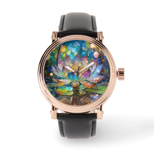 Montre Fleur de lotus illuminée en fleurs (Recto)