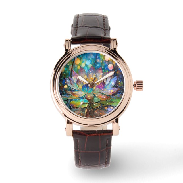 Montre Fleur de lotus illuminée en fleurs (Recto)