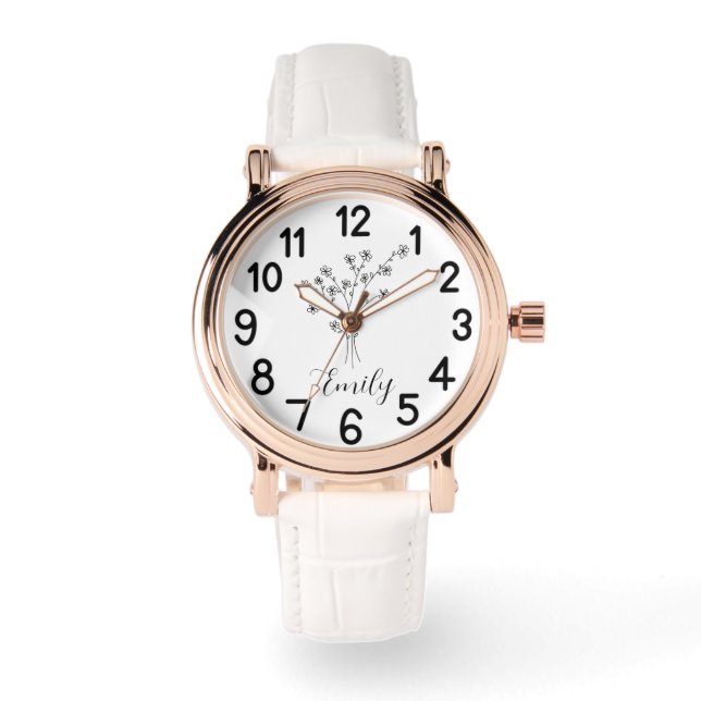 Montre Fleur de naissance personnalisée (Recto)