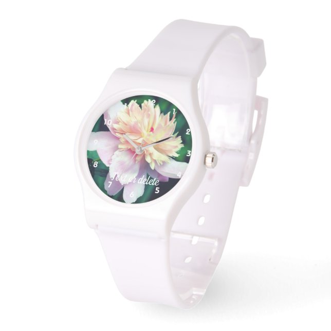 Montre Fleur de pivoine rose en fleurs personnalisée de p (Angle)