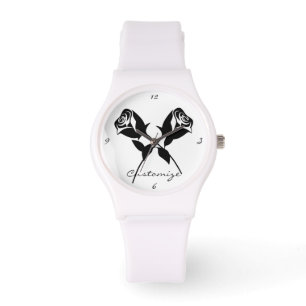 Montre Fleur de Saint-Valentin noire Thunder_Cove