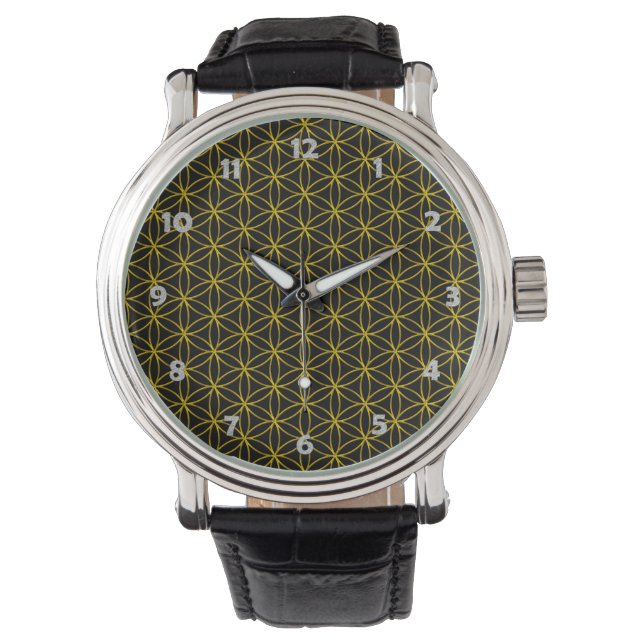 Montre Fleur de vie / Blume des Lebens - motif d'argent (devant)