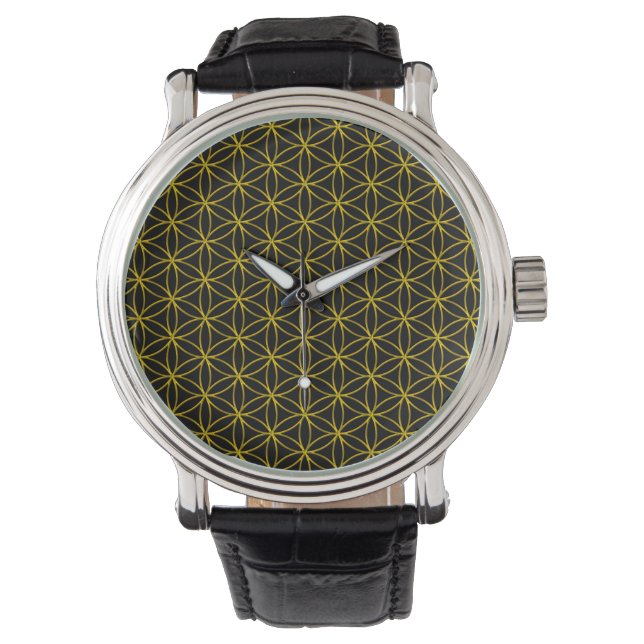 Montre Fleur de vie / Blume des Lebens - motif d'or (devant)