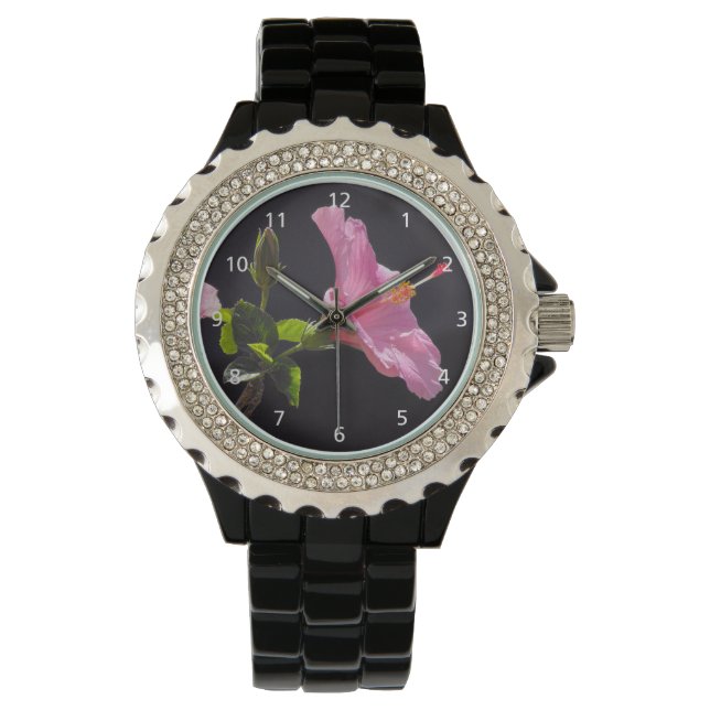 Montre Fleur d'Hibiscus en profil (devant)