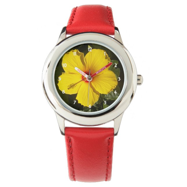 Montre Fleur d'Hibiscus jaune (devant)