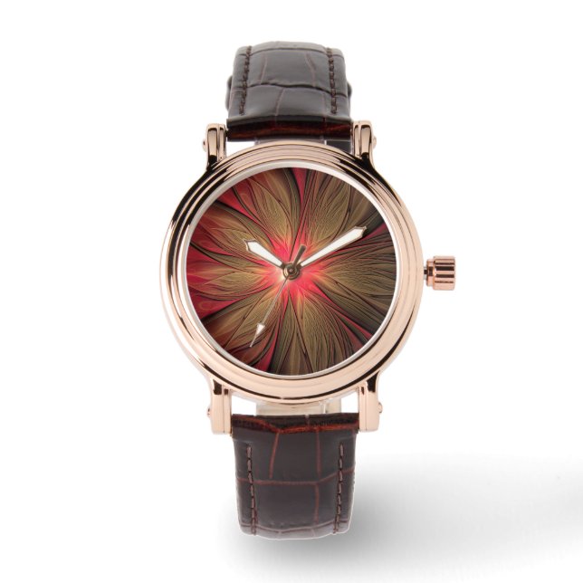 Montre Fleur fractale de fansy rouge (Recto)