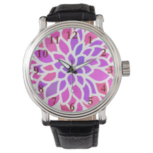 Montre Fleur Hippie rose Rétro Moderne