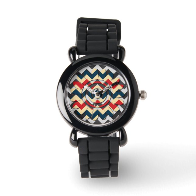 Montre Fleur moderne Chevron Zigzap Motif 2 (Recto)