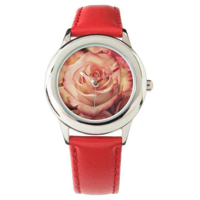 Montre Fleur Rose de pêche (devant)