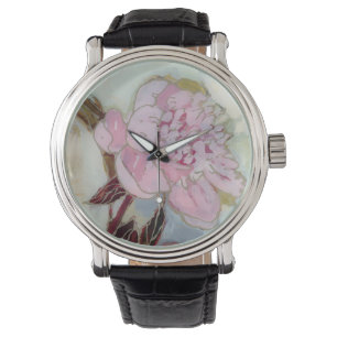 Montre Fleur rose de pivoine