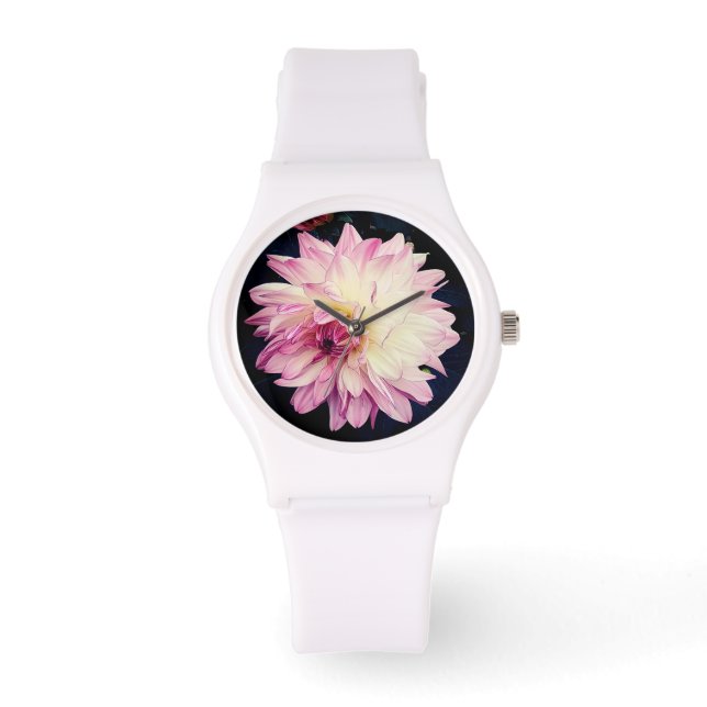 Montre Fleur rose et crème (Recto)