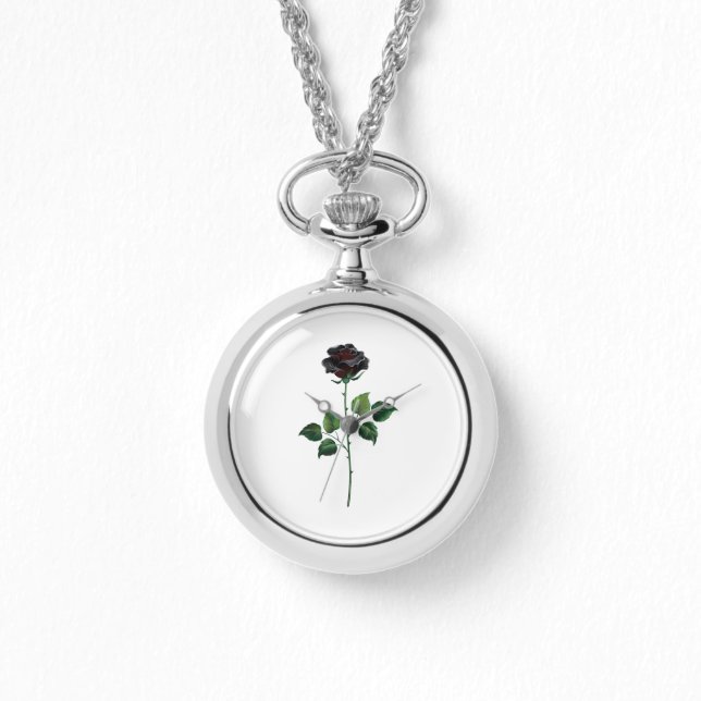 Montre Fleur rose noire (Recto)