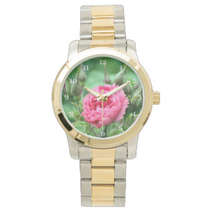 Montre fleur rose rose