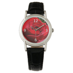 Montre Fleur rose rouge vif Belle florale