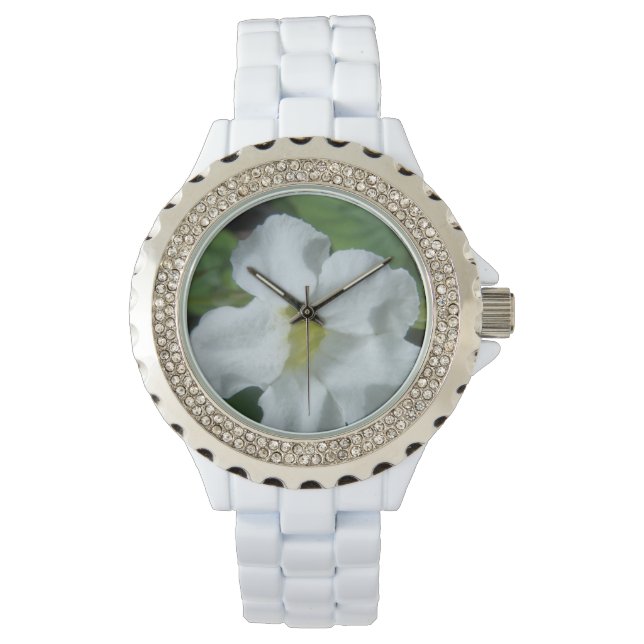 Montre Fleur tropicale blanche trouvée à Fidji (devant)