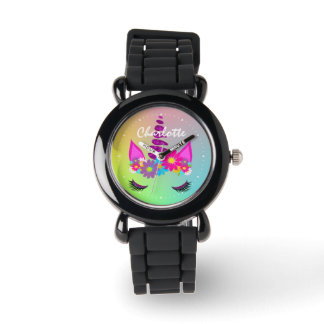 Montre Fleur Unicorn Tête mignonne Fille personnalisée