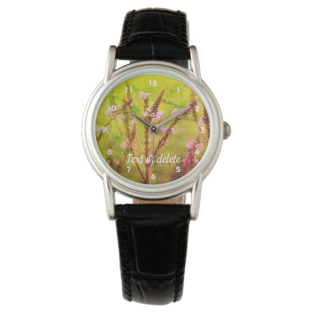 Montre Fleur Vervain sauvage Art Abstrait Personnalisé (devant)
