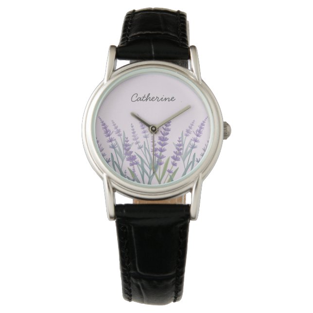 Montre Fleurie Aquarelle Violette (devant)