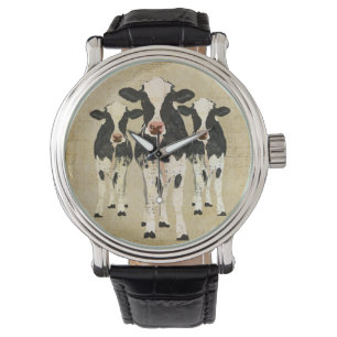 Montre fleurie de vaches