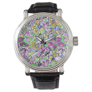 Montre Fleurs abstraites jolies et colorées