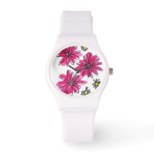 Montre Fleurs blanches et roses