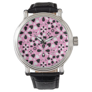 Montre Fleurs blanches noires mignonnes