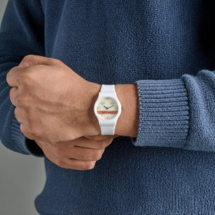 Montre Fleurs bleues et rouges, Rouge, Votre nom