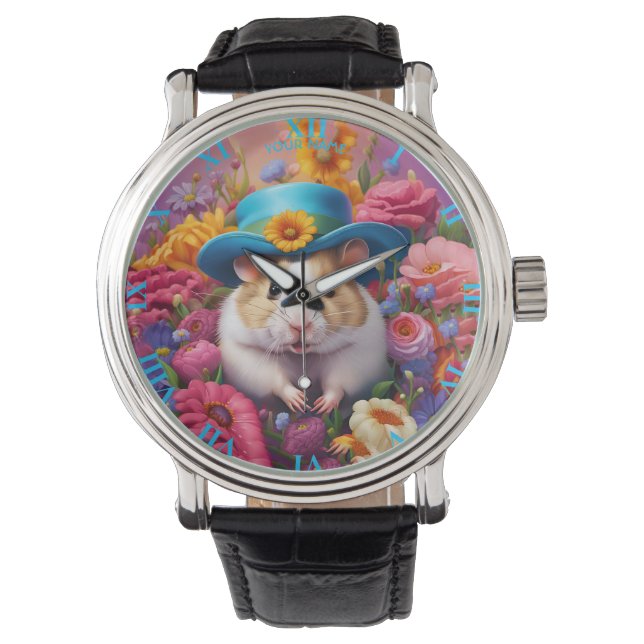 Montre Fleurs Casquettes Imaginaire mignonne Hamster (devant)