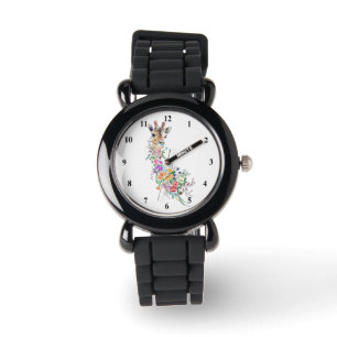 Montre Fleurs colorées Bouquet Giraffe Watch Cadeau
