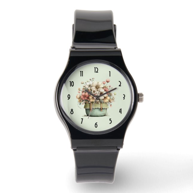 Montre Fleurs dans un pot confortable shabby mignon (Recto)