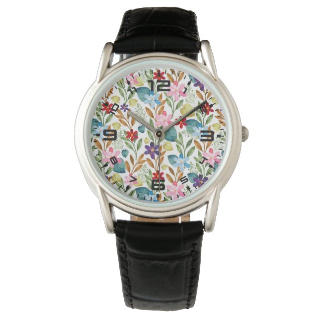 Montre Fleurs d'aquarelle Motif-67666 (devant)