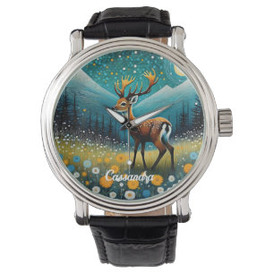 Montre Fleurs de cerfs mignons Imaginaire de prairie