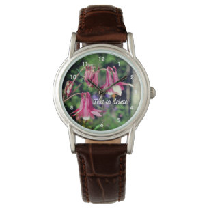 Montre Fleurs de colonne rose Gros plan Personnalisé