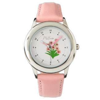 Montre Fleurs de couleur pêche