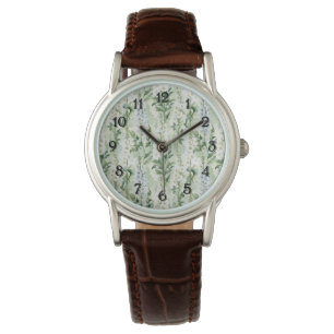 Montre Fleurs de Delphinium blanc lavande