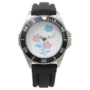 Montre Fleurs de Drapeau Trans subtiles