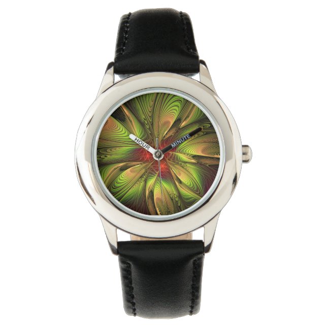 Montre Fleurs de fantaisie fractale douces et tendres  (devant)