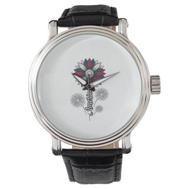 Montre Fleurs de feu d'artifice vectoriel de l'Amérique p (devant)