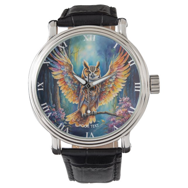 Montre Fleurs de forêt de chouette Imaginaire (devant)