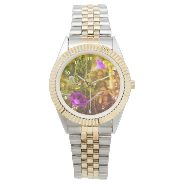Montre Fleurs de gloire violet sauvage du matin Abstrait (devant)