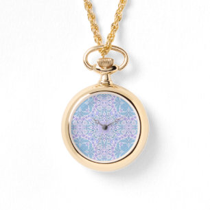 Montre Fleurs de jardin rétro en bleu et violet