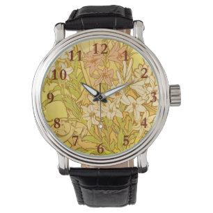 Montre Fleurs de lys Art nouveau d'Alphonse Mucha