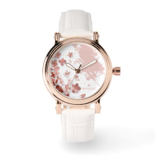Montre Fleurs de Parties scintillant rose Floral Pinceau 