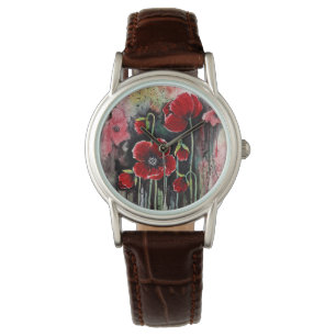 Montre Fleurs De Pavot En Aquarelle