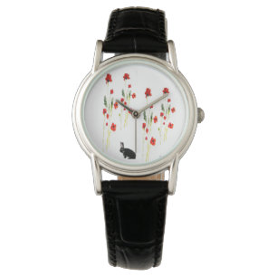 Montre Fleurs de pavot lapin lapin lapin