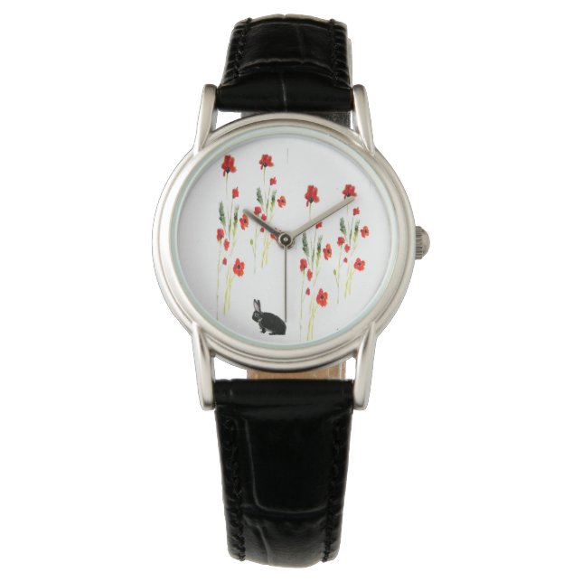 Montre Fleurs de pavot lapin lapin lapin (devant)