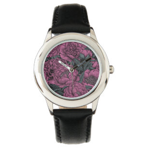 Montre Fleurs de pivoines violettes